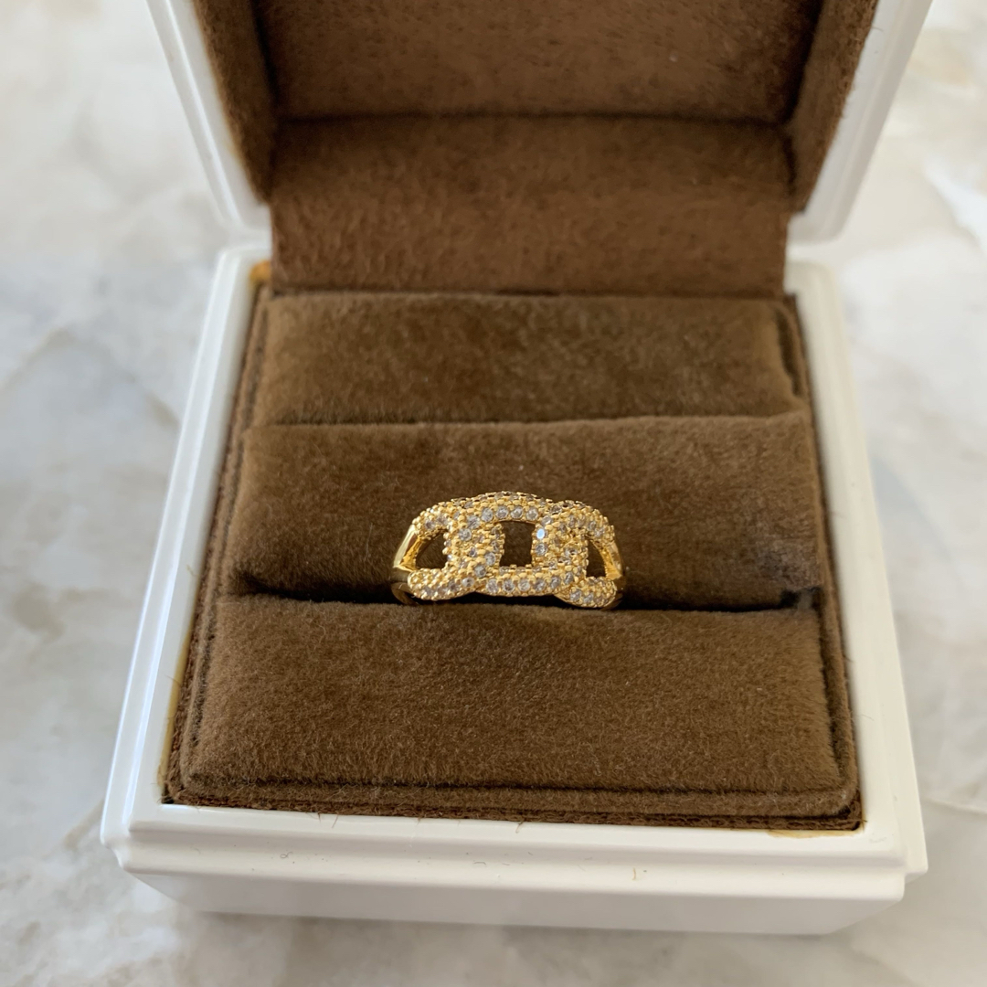 チェーンリング　指輪　ゴールド　ハワイアンジュエリー　ステンレス レディースのアクセサリー(リング(指輪))の商品写真