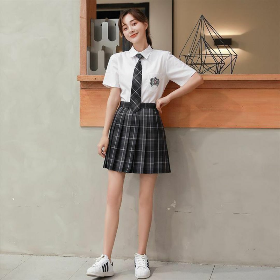 制服女子高生 M 高校 学生 スカート リボン 韓国 コスプレ セット 黒 JK レディースのレディース その他(その他)の商品写真