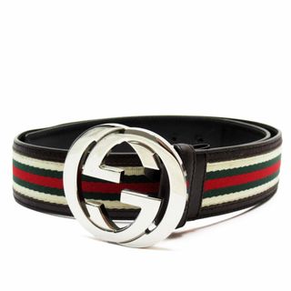 グッチ(Gucci)のグッチ GUCCI ベルト インターロッキングG レザー/キャンバス/メタル ブラウン/マルチカラー/シルバー メンズ 114984 送料無料【中古】 w0014a(ベルト)