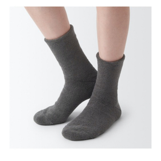 MUJI (無印良品) - 無印良品 足なり直角履き口やわらか 両面バイル編み ルームソックス