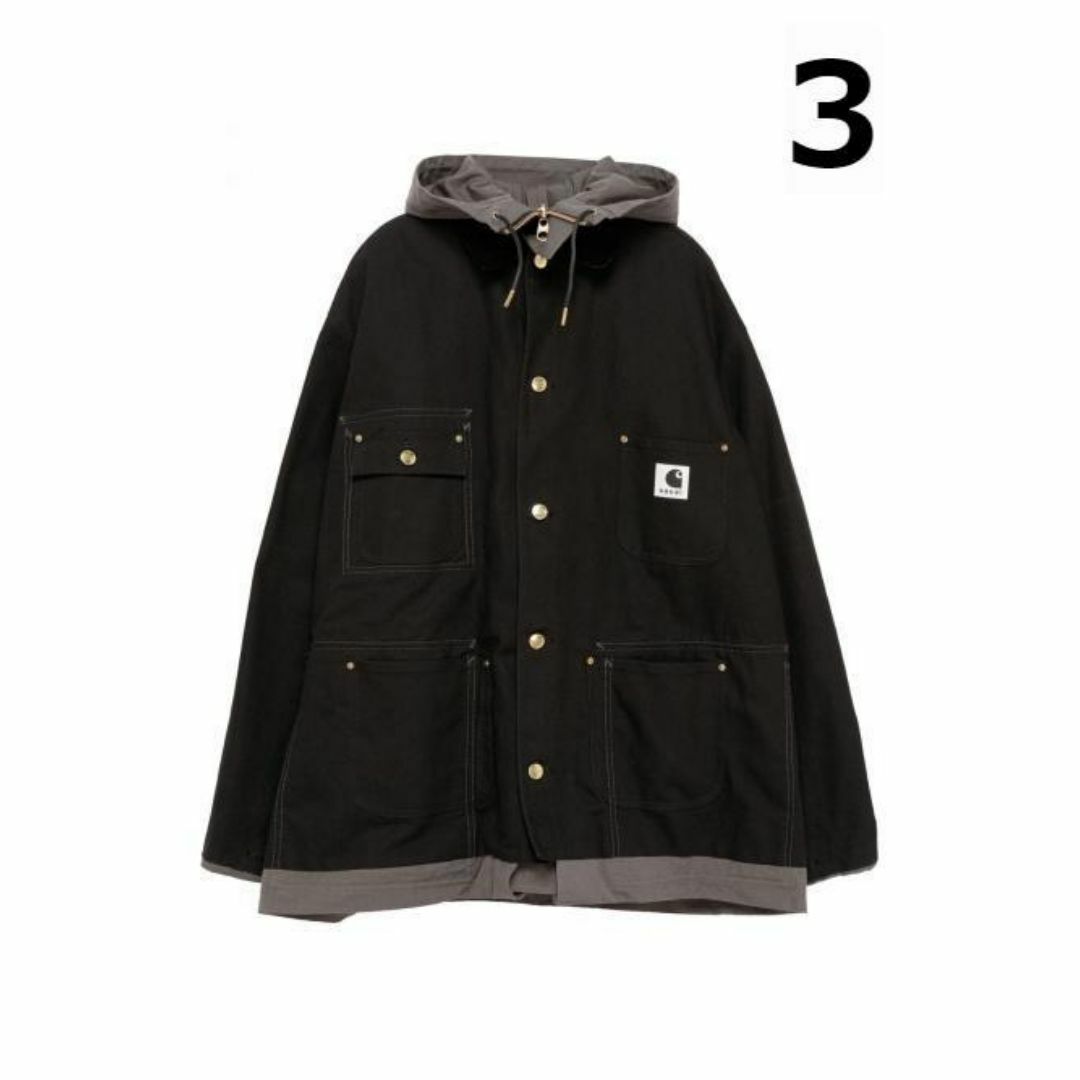 carhartt(カーハート)のsacai Carhartt Reversible Duck Coat 黒 3 メンズのジャケット/アウター(モッズコート)の商品写真