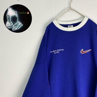 NIKE - 【ナイキ　スウェット　ワッペン　ロゴ　青　白　古着】