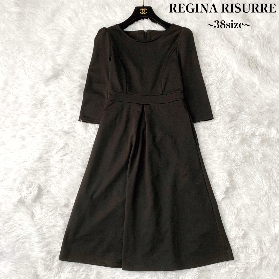 【極美品】REGINA RISURRE ストレッチフレアワンピース ロング 38 レディースのワンピース(ロングワンピース/マキシワンピース)の商品写真