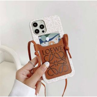 LOEWE iPhoneケース ブラウン 紐付き