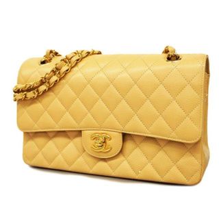 CHANEL - 【3db1152-e-g】シャネル ショルダーバッグ/マトラッセ/Wフラップ Wチェーン/キャビアスキン/ベージュ/ゴールド金具 【中古】 レディース