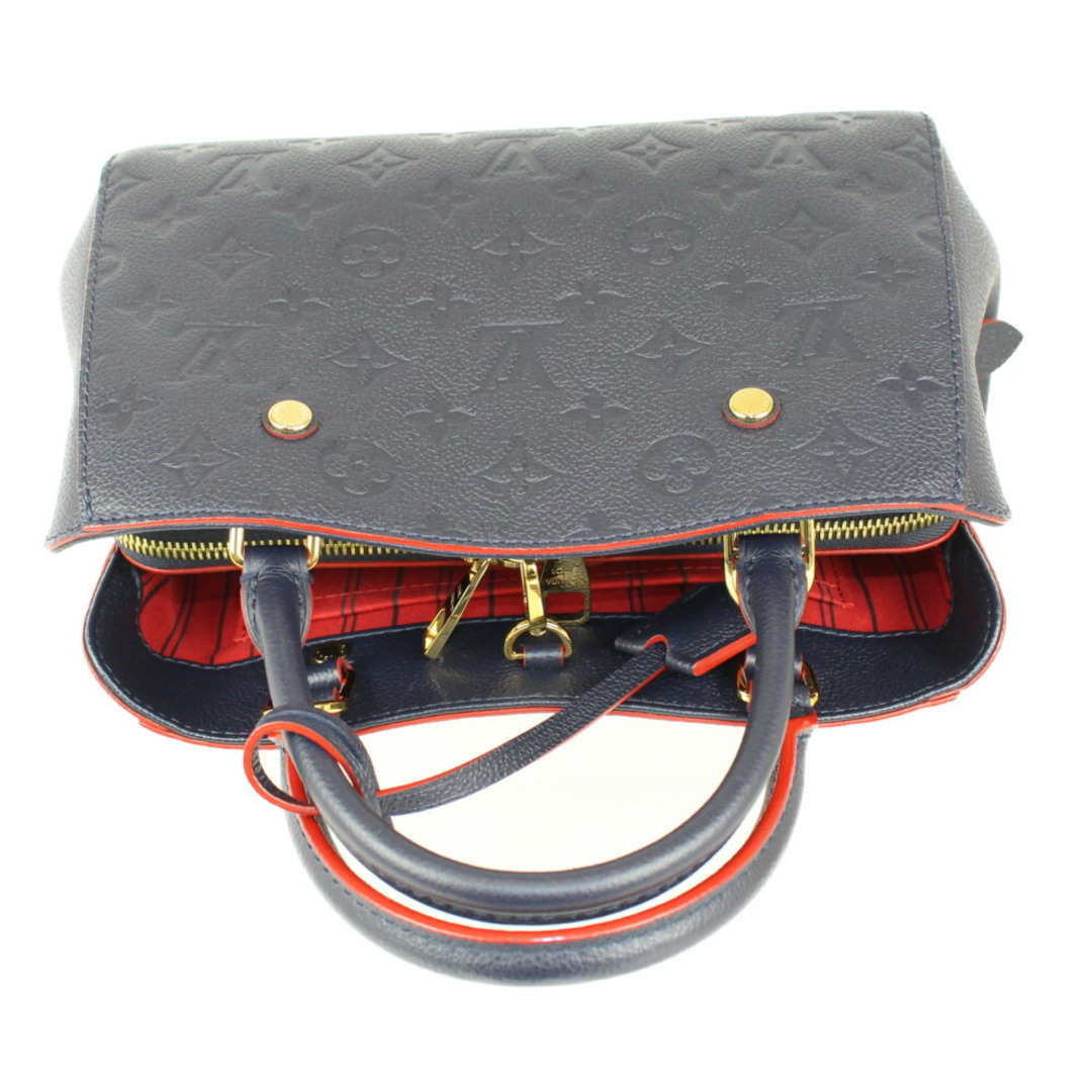 LOUIS VUITTON(ルイヴィトン)のLOUIS VUITTON ルイヴィトン モンテーニュ BB M42747 モノグラム・アンプラント ネイビー系×レッド レザー レディース ウィメンズ ユニセックス ブランド LV 人気 定番 ハンドバッグ 2WAYバッグ【中古】松前R56号店 レディースのバッグ(ハンドバッグ)の商品写真