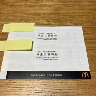 マクドナルド株主優待　2冊(フード/ドリンク券)