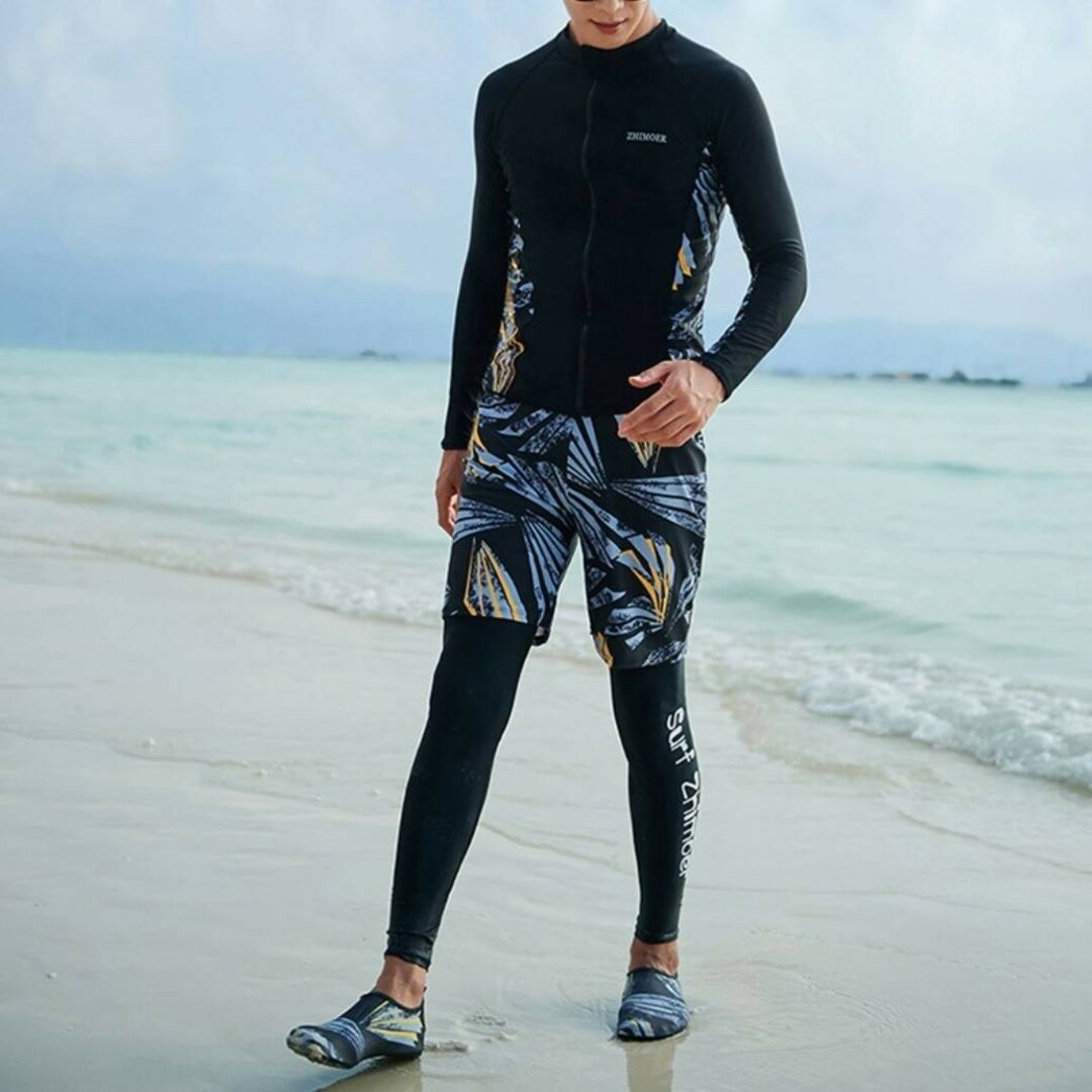 ラッシュガード メンズ 2XL 3点セット ハーフパンツ レギンス 水着 運動 メンズの水着/浴衣(水着)の商品写真