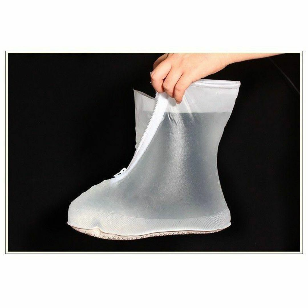 XLホワイト 防水 シューズカバー レインシューズ 雨具 梅雨 長靴 アウトドア レディースの靴/シューズ(レインブーツ/長靴)の商品写真