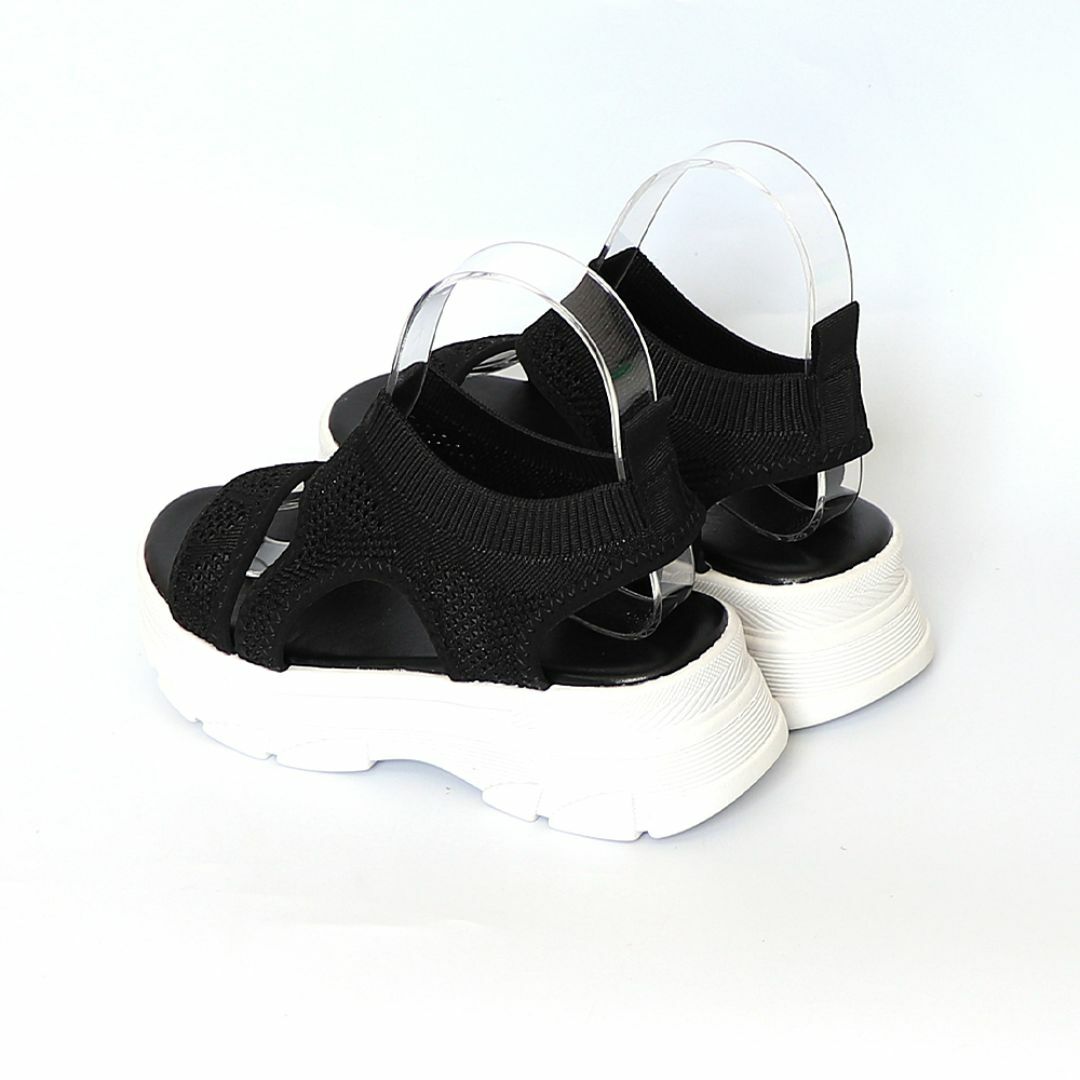 厚底 ニットサンダル レディース ヒール:約4.5cm スポーツサンダル レディースの靴/シューズ(サンダル)の商品写真