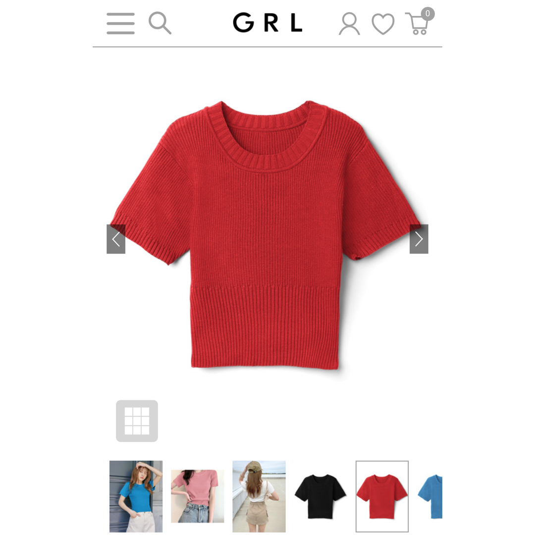 GRL(グレイル)のサマーショートニットトップス[k8834w] 赤ニット レディースのトップス(ニット/セーター)の商品写真