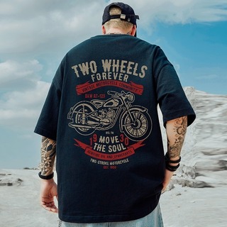メンズ　Ｔシャツ　３ＸＬ　ブラック　黒　オートバイ　バイク　オーバーサイズ(Tシャツ/カットソー(半袖/袖なし))