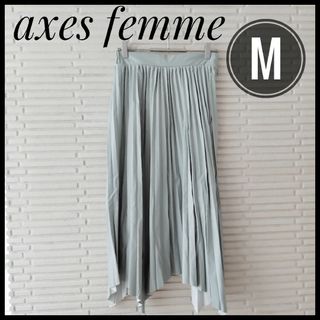 アクシーズファム(axes femme)のアクシーズファム　axesfemme　プリーツスカート　ひざ丈スカート　M　緑(ひざ丈ワンピース)