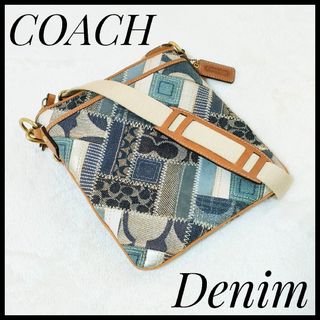 コーチ(COACH)の希少　コーチ　COACH　ショルダーバッグ　シグネチャー　デニム　パッチワーク(ショルダーバッグ)