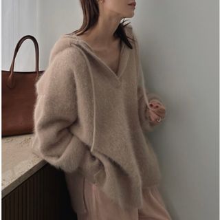 CLANE - CLANE♡ ANGORA OVER KNIT HOODIE