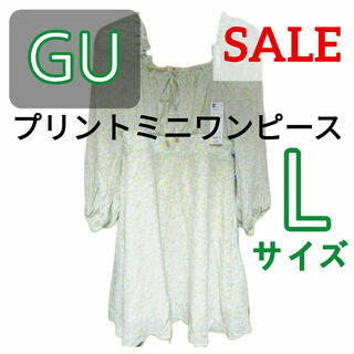 GU - 最終SALE ＧＵ プリントミニワンピース 長袖 小花柄 Ｌサイズ 新品