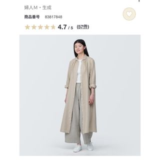 ムジルシリョウヒン(MUJI (無印良品))の無印良品　リネン洗いざらし長袖シャツワンピース　生成(ひざ丈ワンピース)