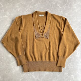 サンタモニカ(Santa Monica)のused レトロ 襟付き ニット トップス 古着 ヴィンテージ vintage(カットソー(長袖/七分))