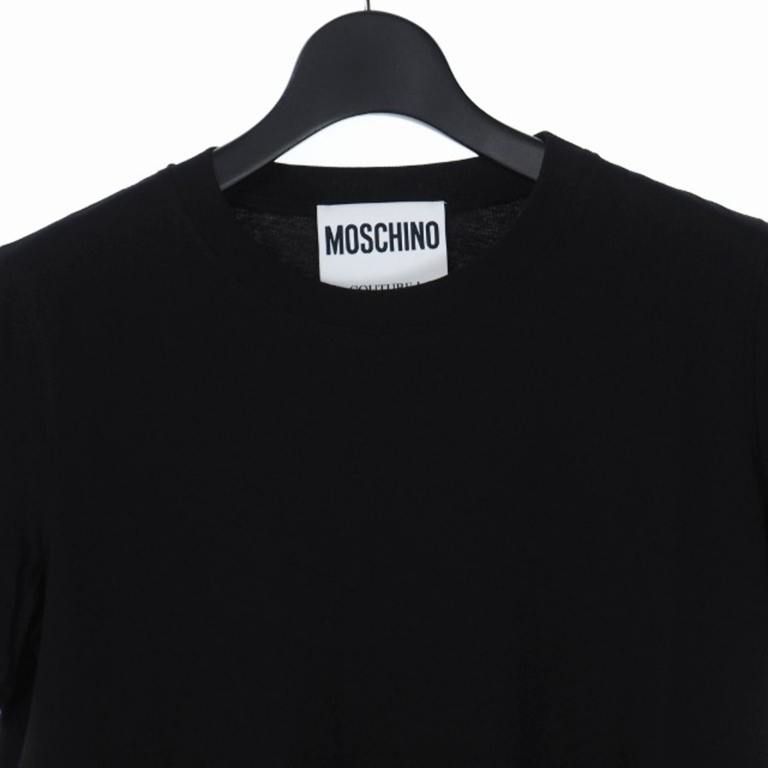 MOSCHINO(モスキーノ)のモスキーノ ロゴ プリント アシンメトリ Tシャツ カットソー 半袖 38 黒 レディースのトップス(Tシャツ(半袖/袖なし))の商品写真