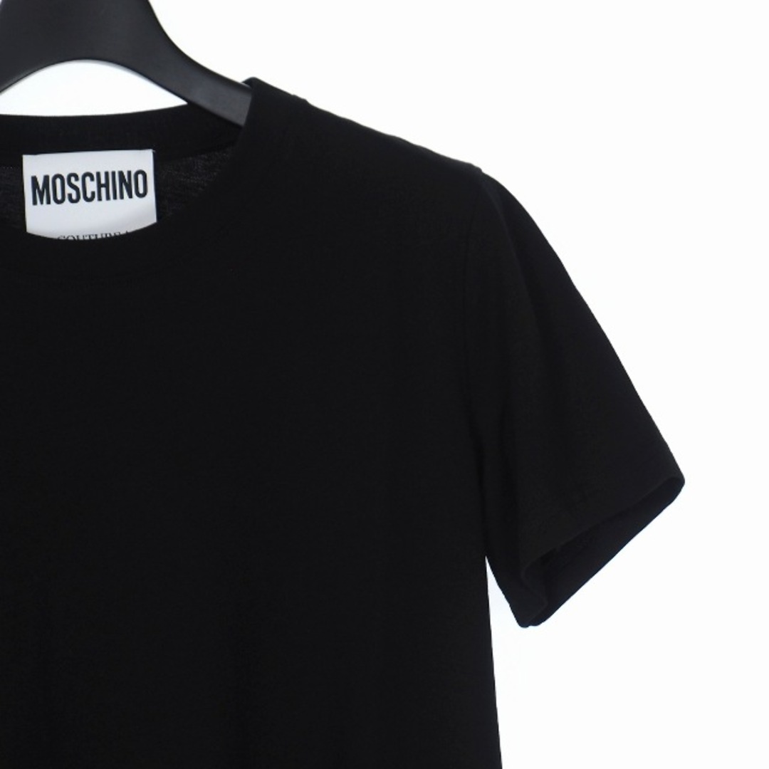 MOSCHINO(モスキーノ)のモスキーノ ロゴ プリント アシンメトリ Tシャツ カットソー 半袖 38 黒 レディースのトップス(Tシャツ(半袖/袖なし))の商品写真