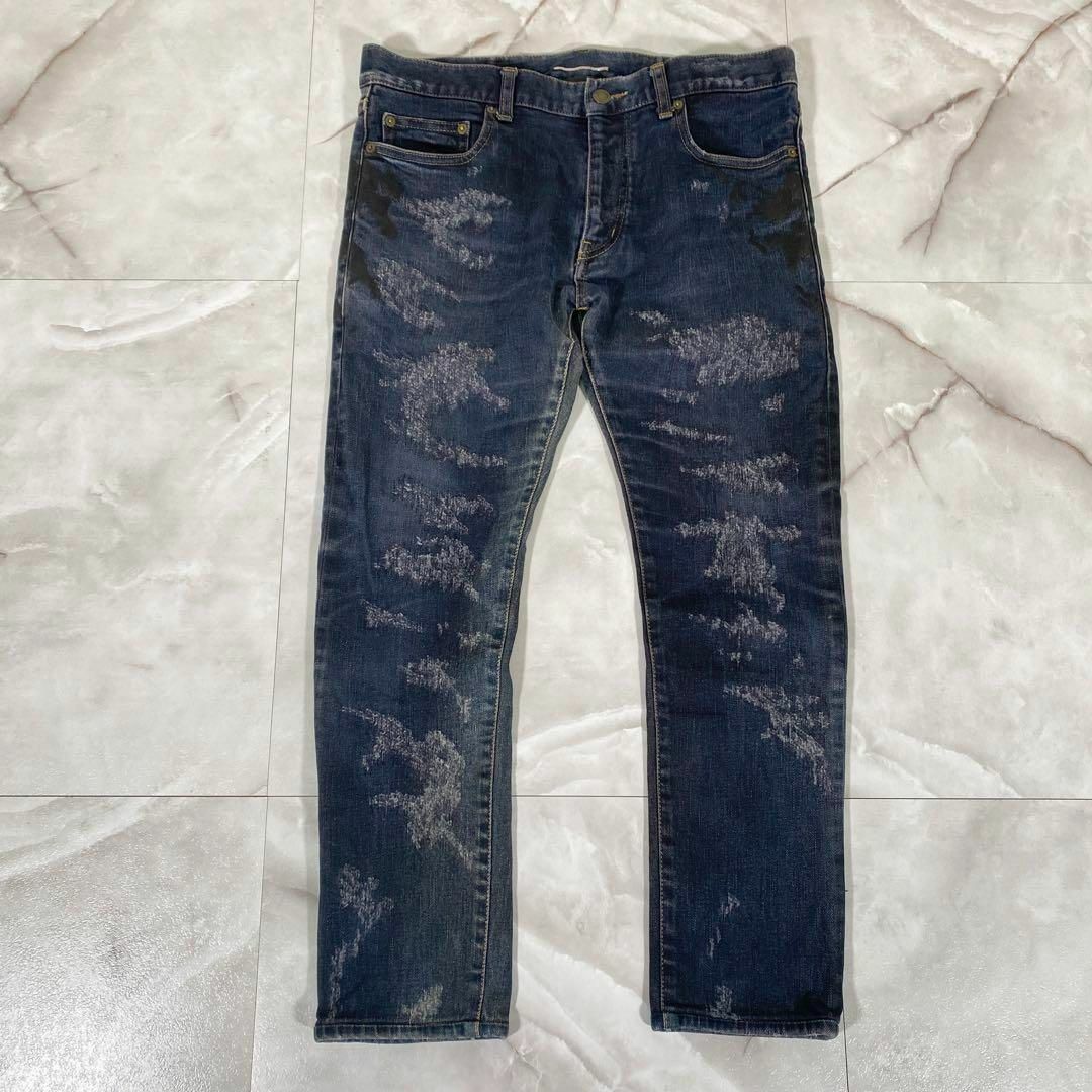 エディ期 サンローランパリ 13AW クラッシュペイントデニム W32 エディ期 サンローランパリ 13AW クラッシュペイントデニム W32
