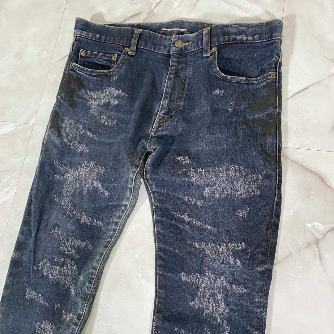 エディ期 サンローランパリ 13AW クラッシュペイントデニム W32 エディ期 サンローランパリ 13AW クラッシュペイントデニム W32