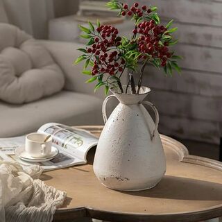 陶器 金属 シンプル アンティーク風 白 花 ウェディング リビング (花瓶)