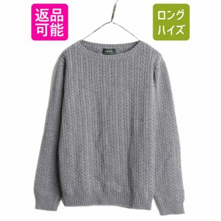 ラルフローレン(Ralph Lauren)の90s LAUREN ラルフローレン コットン ケーブル ニット セーター レディース L / 古着 90年代 オールド ポロ ボートネック グレー 無地 灰(ニット/セーター)