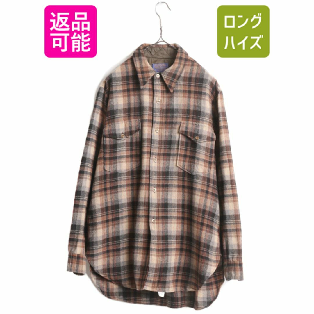 PENDLETON(ペンドルトン)の70s USA製 ペンドルトン チェック ウール シャツ メンズ L 程/ 古着 70年代 アメリカ製 ヴィンテージ PENDLETON 長袖シャツ マルチカラー メンズのトップス(シャツ)の商品写真