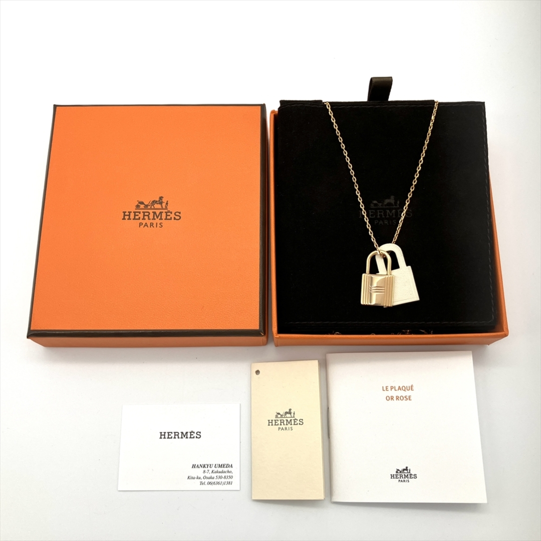 Hermes(エルメス)のエルメス HERMES オーケリー ネックレス GP レザー ピンクゴールド ホワイト カデナ ペンダント アクセサリー【中古】 レディースのアクセサリー(ネックレス)の商品写真