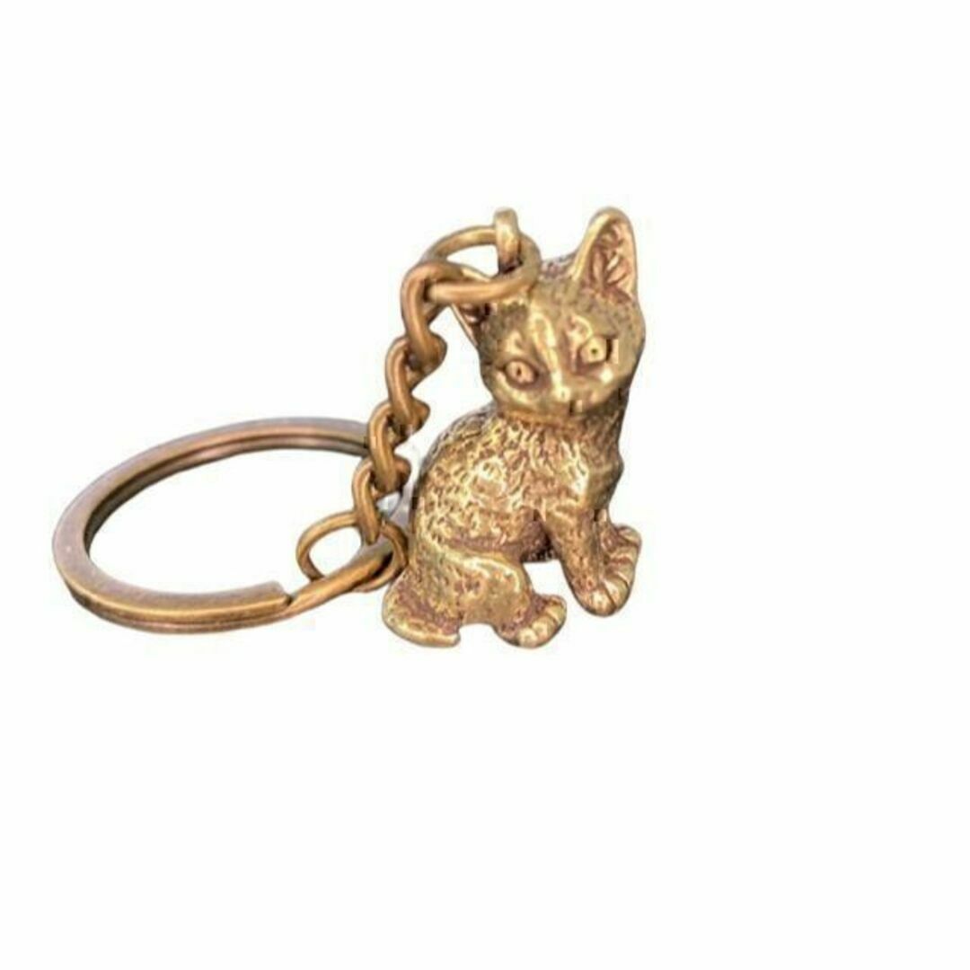 真鍮 brass キーホルダー ネコ 猫 レトロ アクセサリー ペンダントトップ メンズのファッション小物(キーホルダー)の商品写真