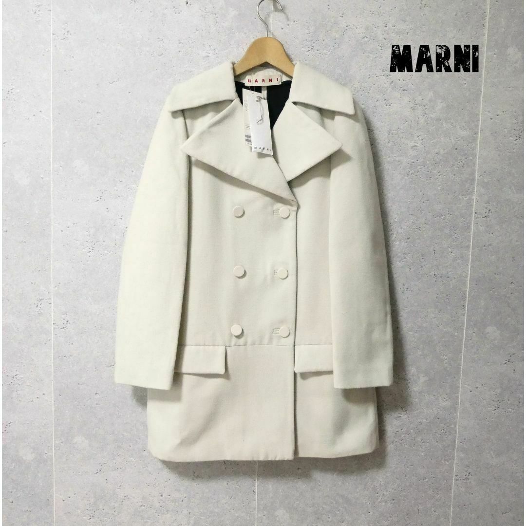 Marni(マルニ)の未使用 タグ付き マルニ ロング丈 ダブルブレスト チェスターコート レディースのジャケット/アウター(チェスターコート)の商品写真