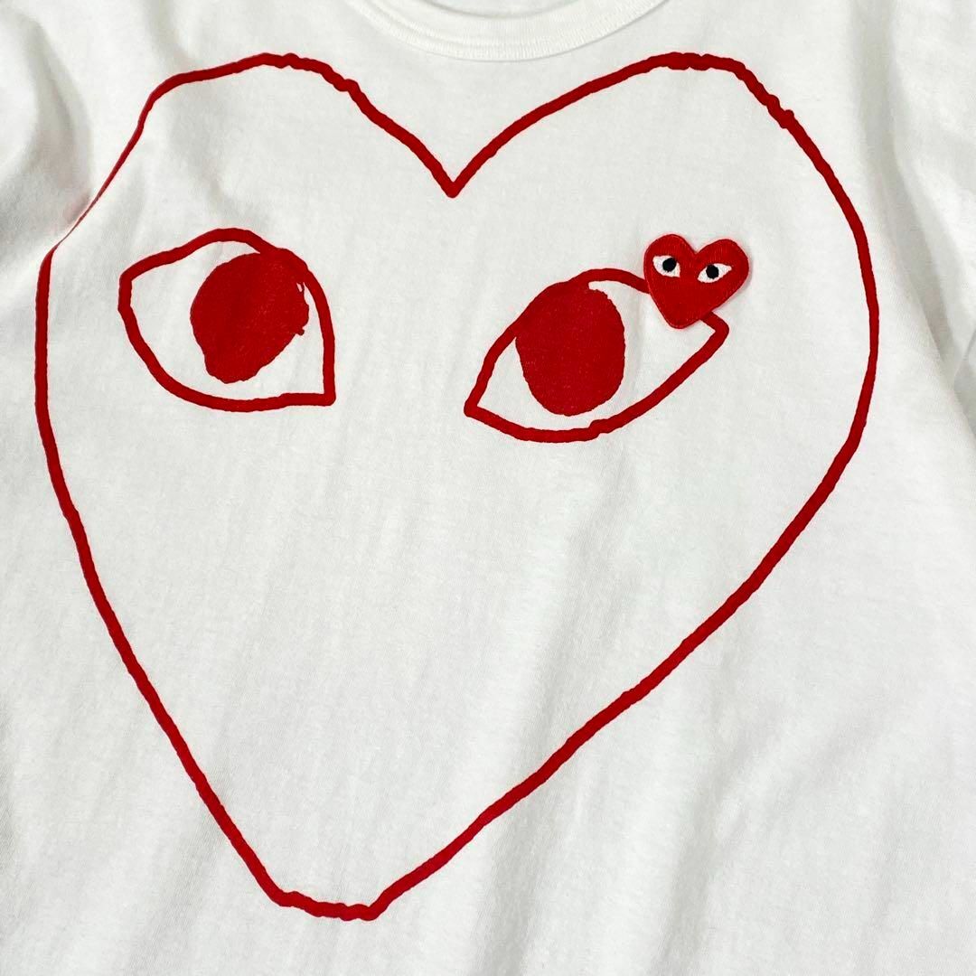 COMME des GARCONS(コムデギャルソン)のプレイコムデギャルソン　22SS ビッグハートプリントワッペンTシャツ　白　XL メンズのトップス(Tシャツ/カットソー(半袖/袖なし))の商品写真