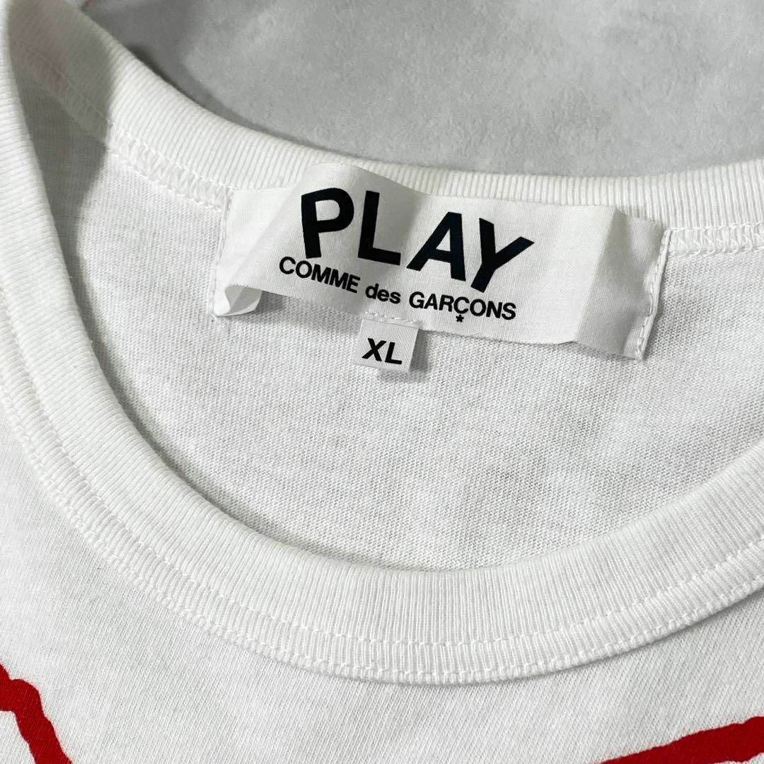 COMME des GARCONS(コムデギャルソン)のプレイコムデギャルソン　22SS ビッグハートプリントワッペンTシャツ　白　XL メンズのトップス(Tシャツ/カットソー(半袖/袖なし))の商品写真