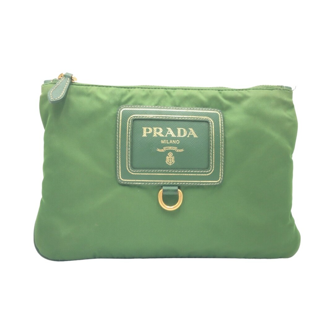 PRADA(プラダ)のPRADA プラダ テスート グリーン 緑 ゴールド金具 ナイロン ポーチ 小物入れ レディース 405009 【中古】 レディースのファッション小物(ポーチ)の商品写真