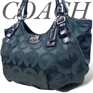 コーチ(COACH)のコーチ COACH オプアート キャンバス トートバッグ 黒 A4収納可能(トートバッグ)