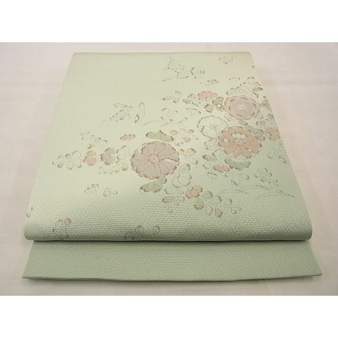 平和屋野田店■太鼓柄袋帯　辻が花　手描き　鬼しぼ縮緬　逸品　n-xi1744 レディースの水着/浴衣(帯)の商品写真