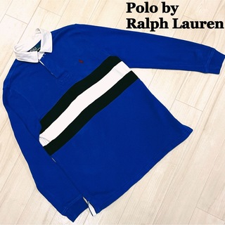 ポロラルフローレン(POLO RALPH LAUREN)のポロ バイ ラルフローレン ラガーシャツ 刺繍ロゴ Mサイズ ブルー 匿名配送(ポロシャツ)