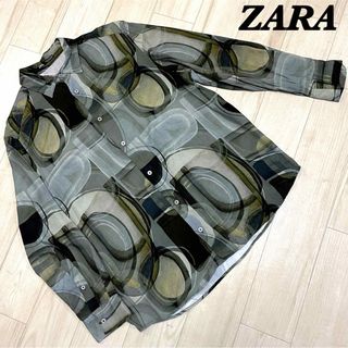 ザラ(ZARA)のZARA ザラ 総柄 シャツ アートプリント レーヨン Mサイズ  即完売 古着(シャツ)