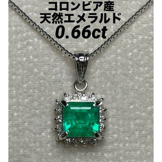 JC176★高級 コロンビア産 エメラルド0.66ct プラチナ ヘッド 鑑付(ネックレス)