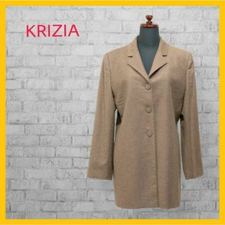 KRIZIA - 美品 クリッツィア カシミヤ テーラード ジャケット ブレザー 茶 M ブラウン