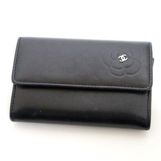 シャネル(CHANEL)の【CHANEL】シャネル カメリア ココマーク カードケース ブラック レザー/kw0520(名刺入れ/定期入れ)