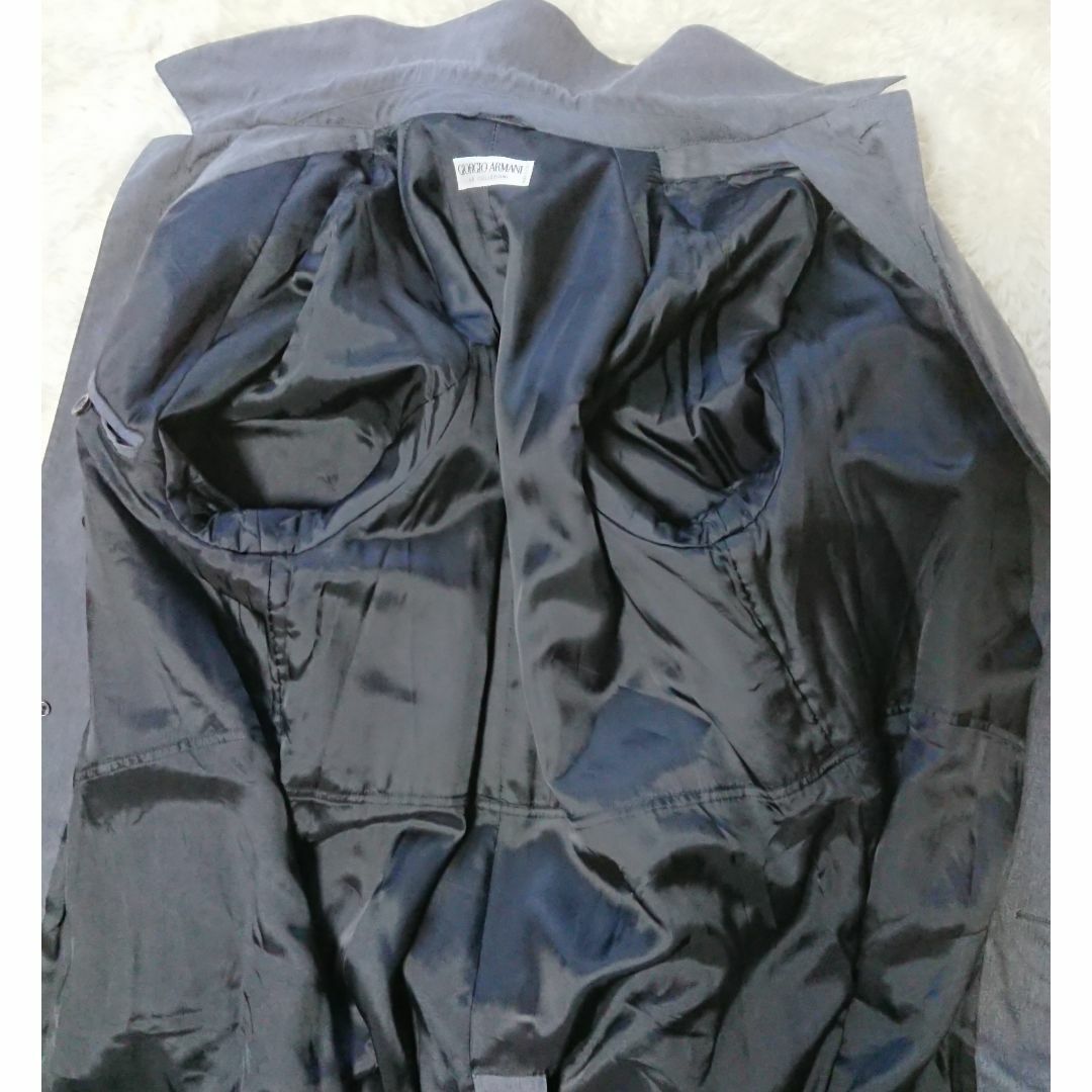 Giorgio Armani(ジョルジオアルマーニ)のジョルジオアルマーニ　ステンカラーコート　無地　灰色　XL　ベルト付　比翼仕様 メンズのジャケット/アウター(ステンカラーコート)の商品写真