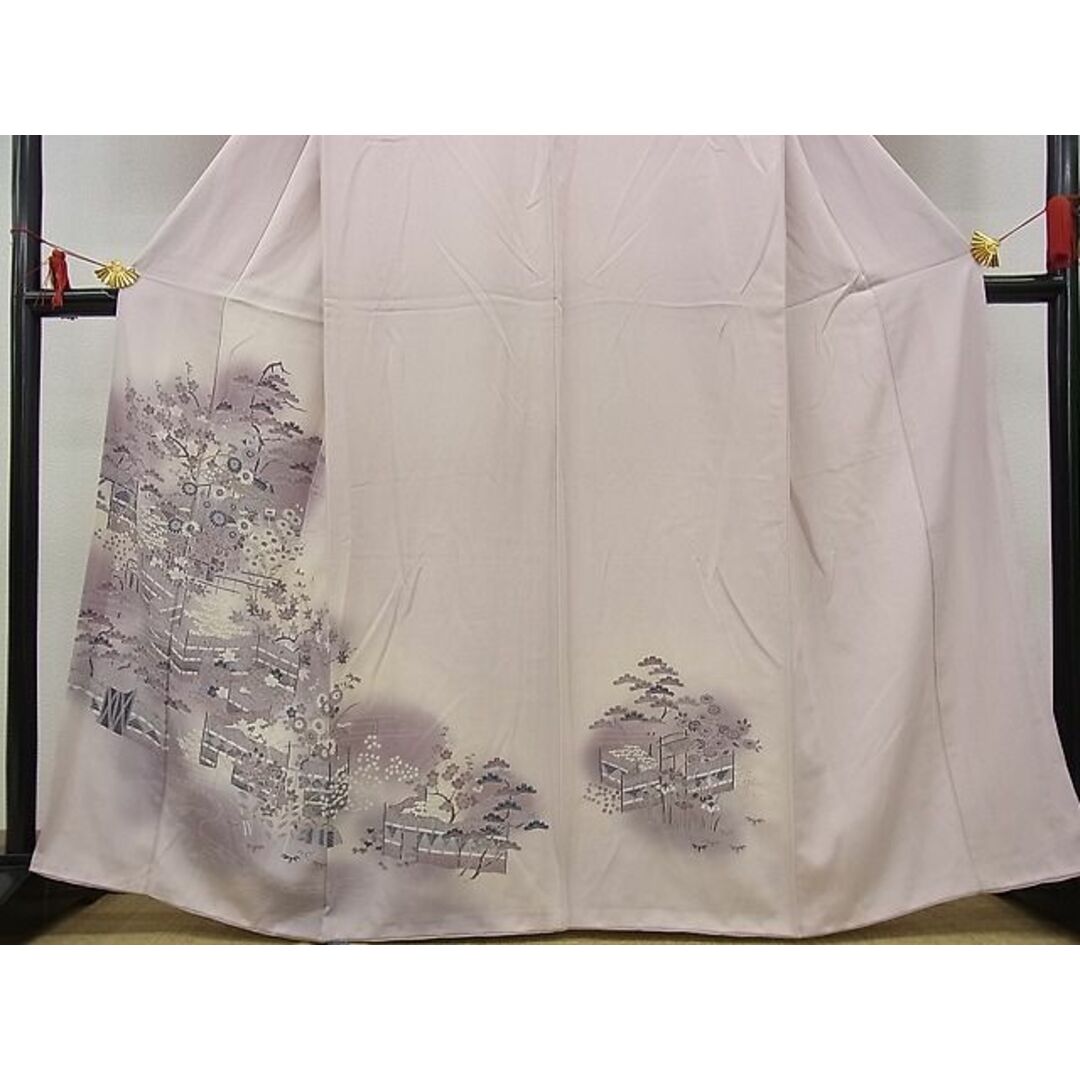 平和屋野田店■訪問着　松竹梅　エ霞風景花文　暈し染め　逸品　n-fw6062 レディースの水着/浴衣(着物)の商品写真