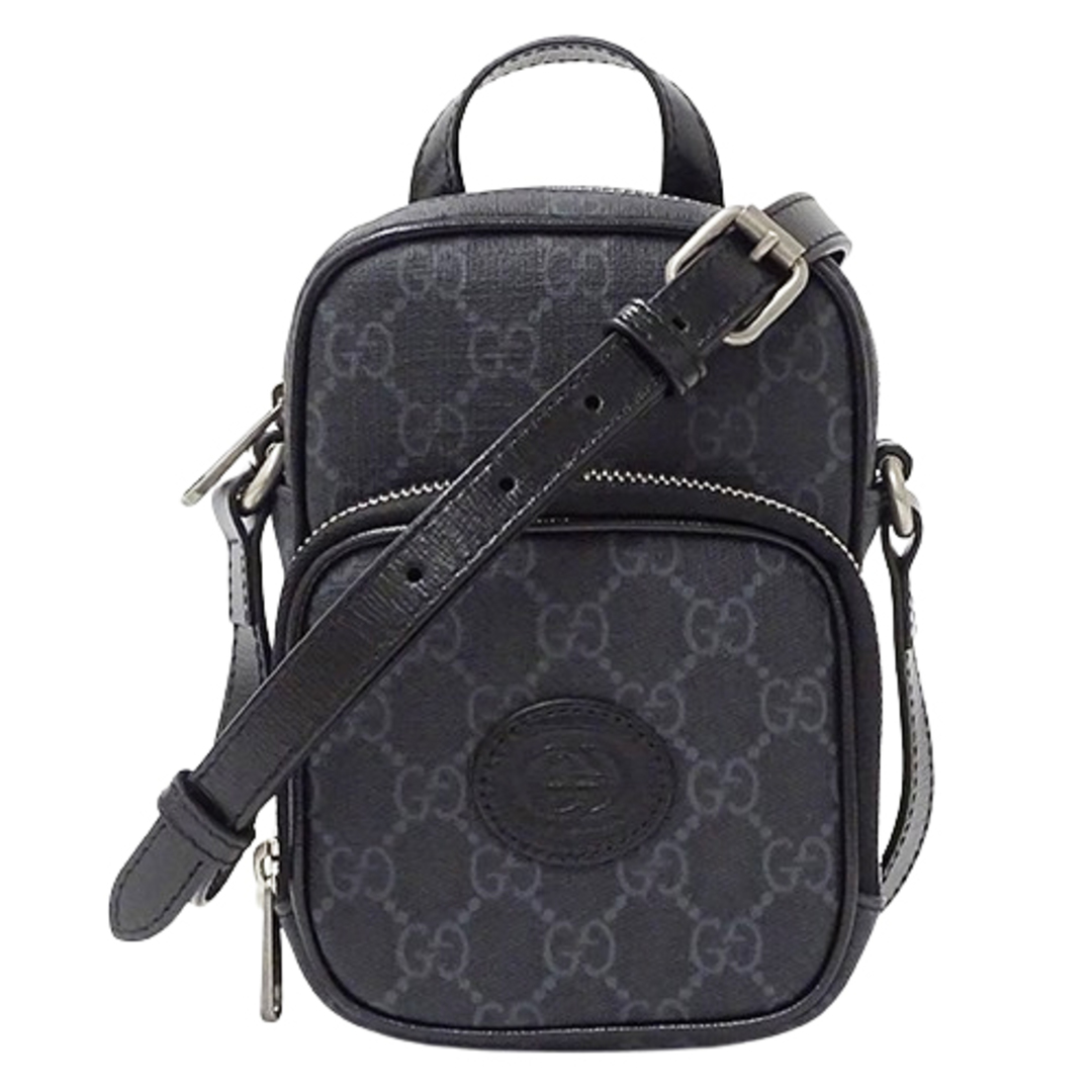 Gucci(グッチ)のグッチ GUCCI バッグ メンズ ブランド ショルダーバッグ GGスプリーム ブラック 672952 黒 コンパクト ミニバッグ 斜め掛け おしゃれ 【中古】 メンズのバッグ(ショルダーバッグ)の商品写真