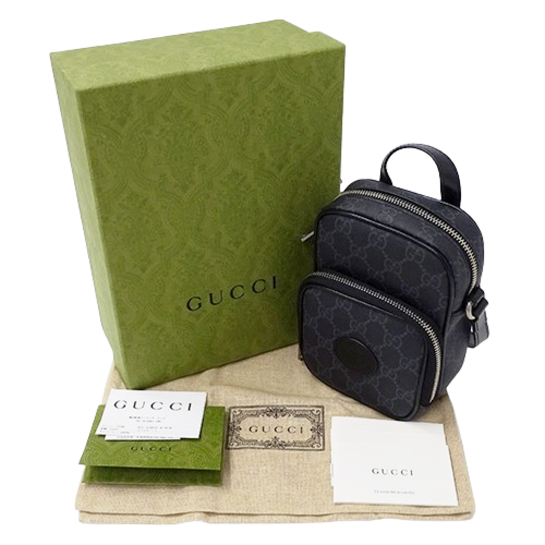 Gucci(グッチ)のグッチ GUCCI バッグ メンズ ブランド ショルダーバッグ GGスプリーム ブラック 672952 黒 コンパクト ミニバッグ 斜め掛け おしゃれ 【中古】 メンズのバッグ(ショルダーバッグ)の商品写真