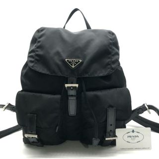 プラダ(PRADA)の良品 PRADA プラダ テスート ナイロン 三角 ロゴ 金具 リュック バッグ パック ブラック k1599(リュック/バックパック)