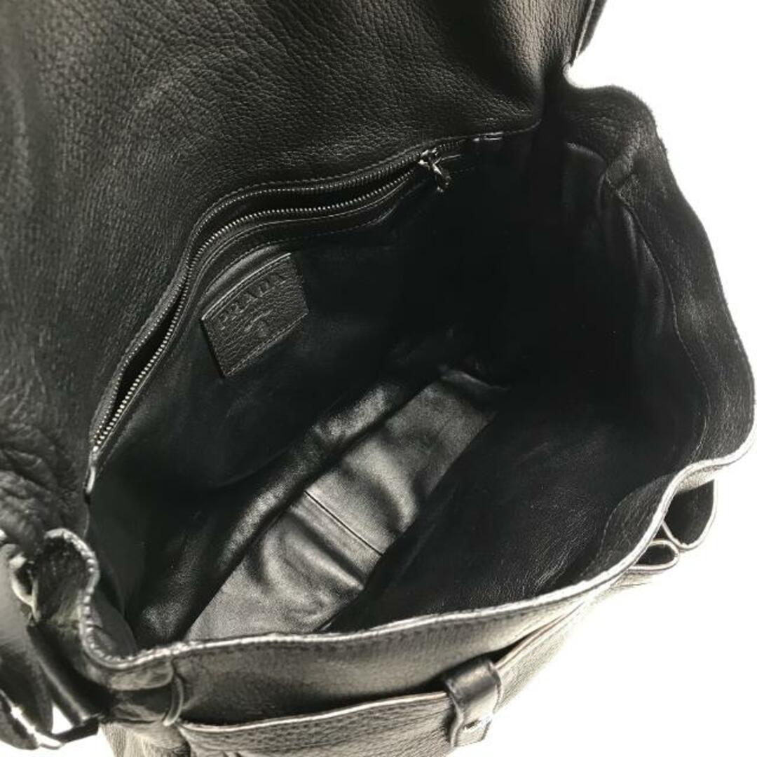 PRADA(プラダ)の美品 PRADA プラダ 鹿革 ディアスキン メッセンジャー ショルダー バッグ ブラック a2543 レディースのバッグ(ショルダーバッグ)の商品写真