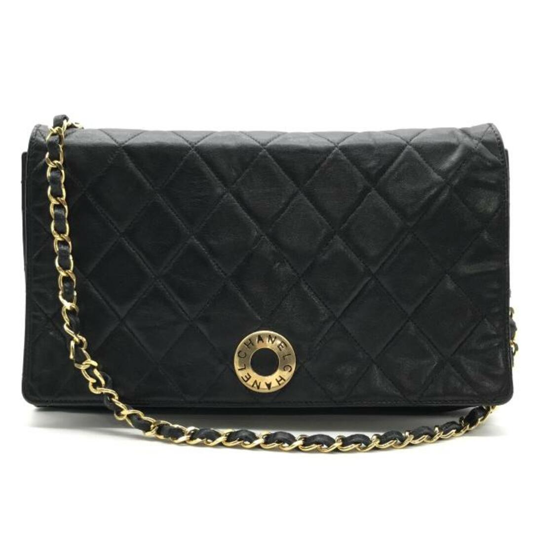 CHANEL(シャネル)の良品 CHANEL シャネル サークルロゴ マトラッセ レザー プッシュロック チェーン ショルダー バッグ 黒 a2566 レディースのバッグ(ショルダーバッグ)の商品写真