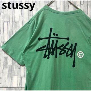 ステューシー(STUSSY)のステューシー 半袖Tシャツ デカロゴ グリーン M メキシコ製 ショーンフォント(Tシャツ/カットソー(半袖/袖なし))